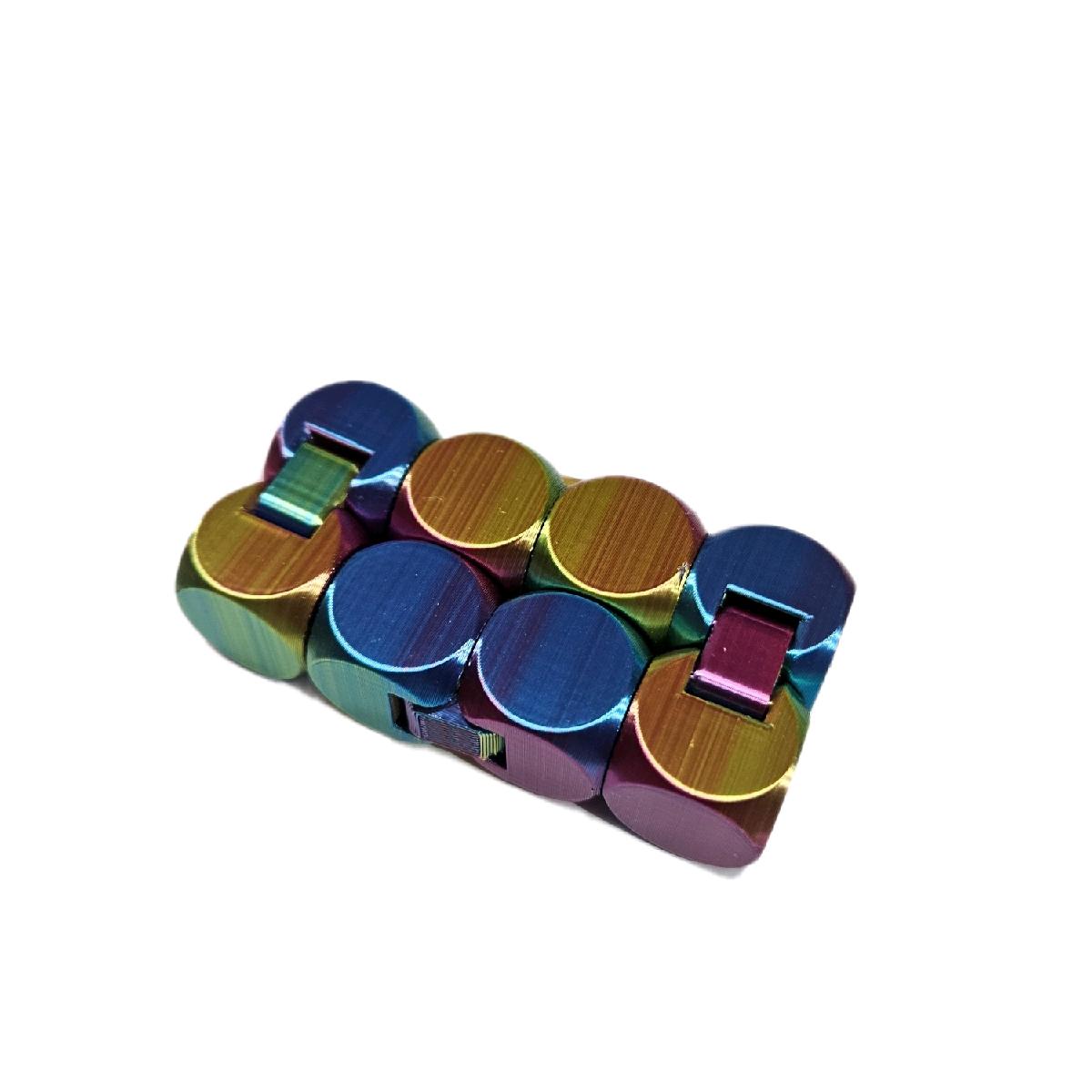 Infinity Fidget Cube for ADHD, Autism and Anxiety Relief fidgetstoys - A compact Infinity Fidget Cube with smooth folding motion, designed to help with ADHD, autism, anxiety, and stress relief. Durable, pocket-sized, and printed in a unique multicolour finish, perfect for calm, focused fidgeting anywhere.