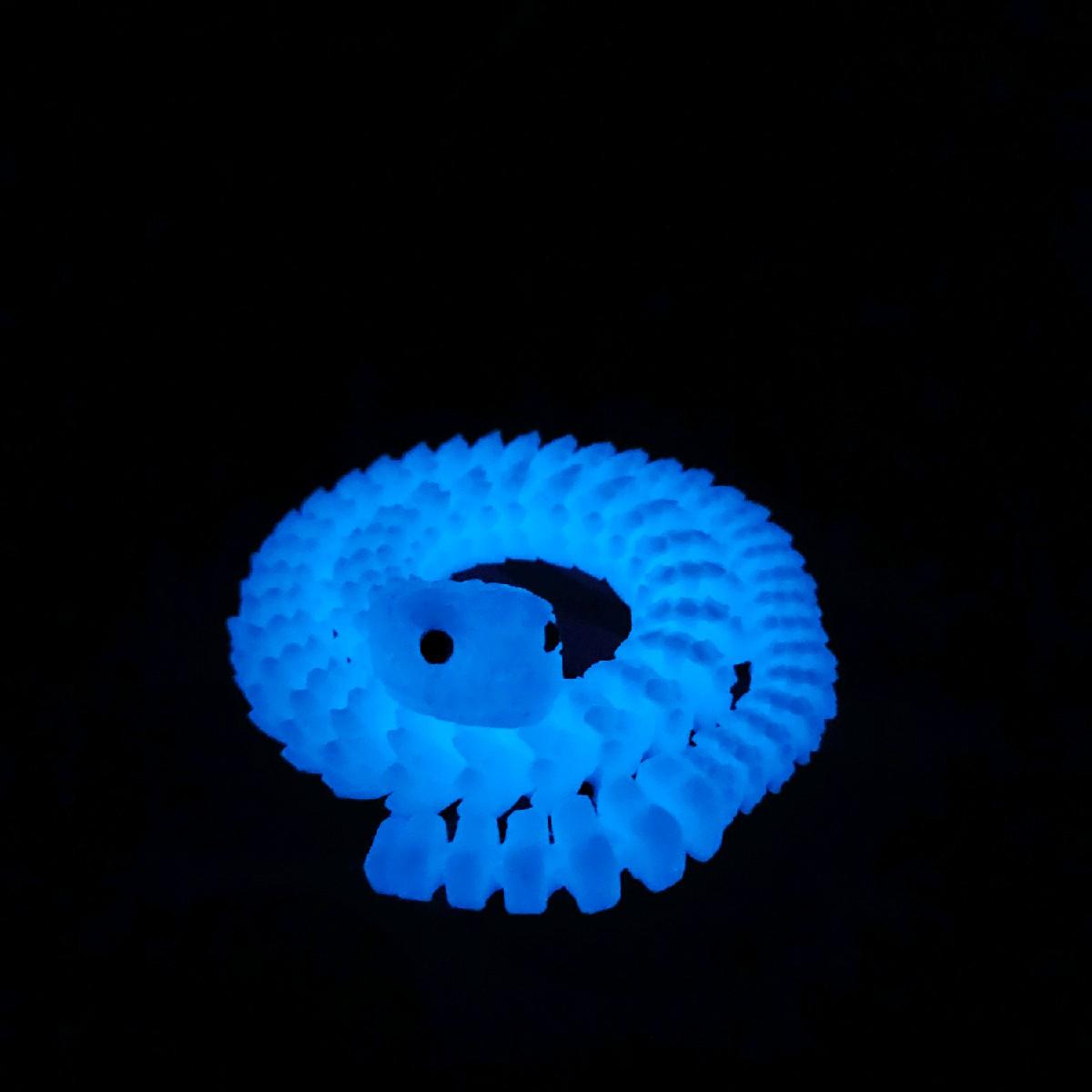 3D Printed Glow in the Dark (Blue) with Red eye Articulated Snake fidgetstoys - Image 2
